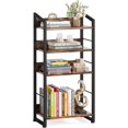 thumbnail image 1 of Book Shelf Small Bookshelf: 4 Tier Wood Bookcase Industrial Bookshelf with Edge Protection Metal Narrow Bookcase Storage Organizer Display Rack for Bedroom Home Office,Vintage Brown, 1 of 12