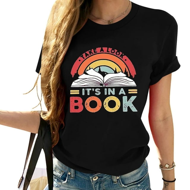 Book Shirts Women Reading Rainbow Book T Shirt Reading Teacher Shirt ...