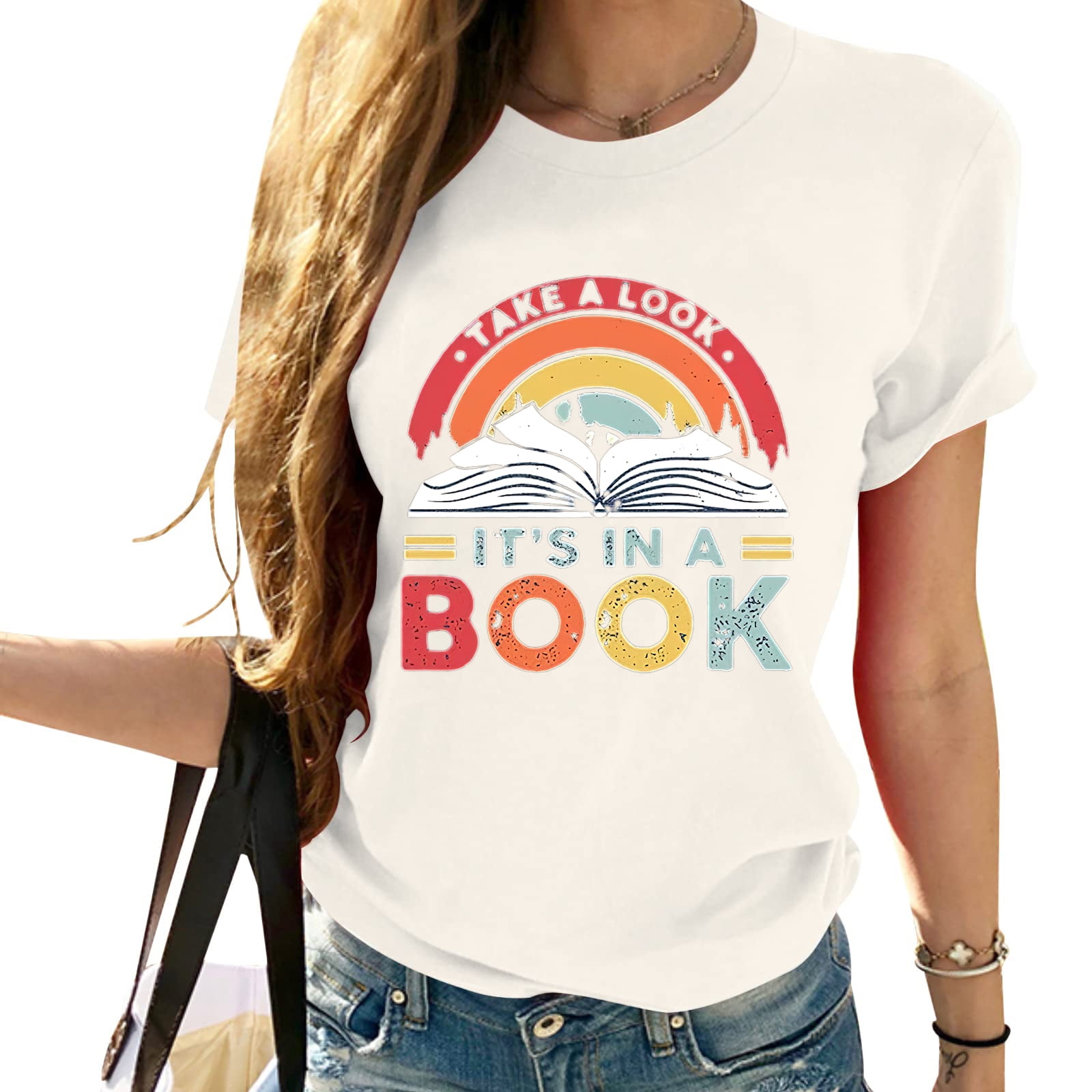 Beopjesk Women's Book Lover T-Shirt - Cute Reading Graphic Tee - Short Sleeve Casual Top - Green, Medium - View #13