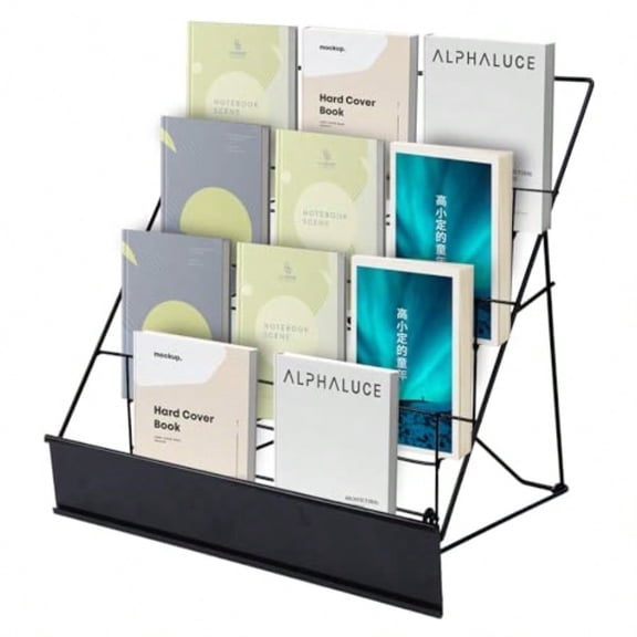 Book Signing Rack Book Display Rack Tabletop Magazine Display Racks 4 Tiered Tabletop Cd Display Comic Book Magazine Rack For Library Classroom Picture Literature Brochure 16.14 X 17.95 X 17.24