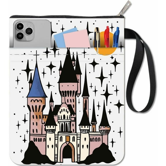 Book Sleeve Cover with Zipper and Extra Sleeve Rectangle Cloth Dream Castle Wraps Washable Protector Pouch Bags for Paperbacks Notebook Book Washable Fabric Cloth Class Office Pocket Mixed Color