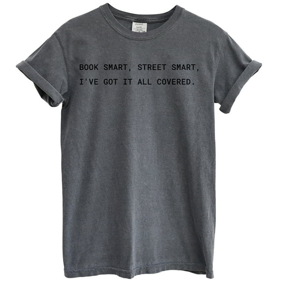 Book Smart Street Smart Fun Graphic Tee T-Shirts for Women Men, Short Sleeve Tops - Vintage Pepper