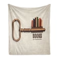 thumbnail image 1 of Book Soft Flannel Fleece Blanket, Key Shaped Bookshelf with Colorful Books as Bitting Cuts Books Key to Knowledge Print, Cozy Plush for Indoor and Outdoor Use, 60" x 80", Multicolor, by Ambesonne, 1 of 5