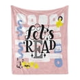 thumbnail image 1 of Book Soft Flannel Fleece Throw Blanket, Calligraphic Lets Read Inspirational Words Printed in Pastel Colors, Cozy Plush for Indoor and Outdoor Use, 60" x 80", Multicolor, by Ambesonne, 1 of 5