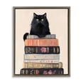 thumbnail image 1 of Stupell Industries Book Stack Black Cat Brown Framed Floater Canvas Wall Art, design by Arlington Prints, 31 x 25, 1 of 9
