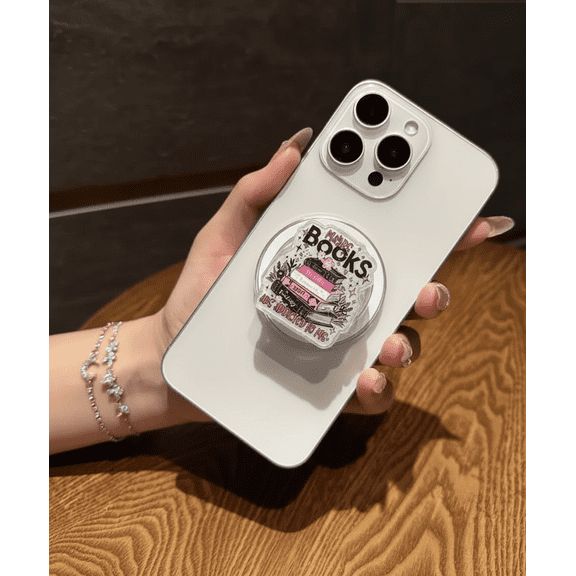 Book Stack Phone Grip, MagSafe Phone Grip Stand, Magnetic Phone Holder for iPhone & Android, Anti-Drop Bookish Phone Grip, Cute Reader Aesthetic Gift