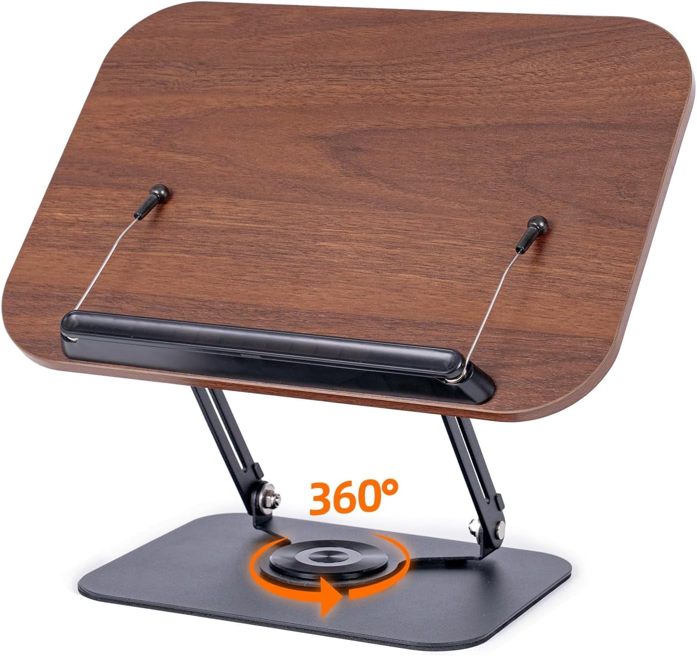 KVRG Adjustable Book Stand - 360° Rotating Base | Hands-Free Reading Holder For Cookbooks & Tablets