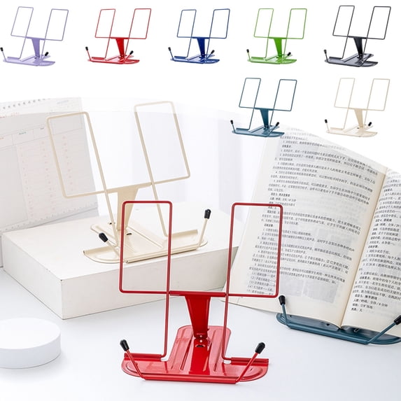 Book Stand Reading Rack, Foldable Metal Book Holder with Adjustable Angle for Tablets and Music Scores, Portable Study Desk Organizer for Office and Students, Topliu