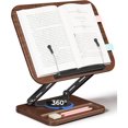 thumbnail image 1 of Book Stand for Reading, Adjustable Book Holder with 360° Rotating Base and Elastic Page Clips, Foldable Book Holder Stand, 1 of 7