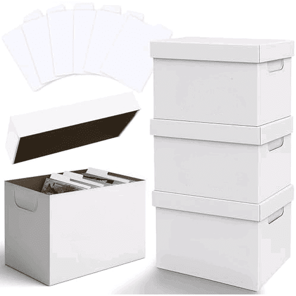 Book Storage Box - 3 Boxes with 6 Dividers (Each Box Stores Up to 175 Comics) - Short Stackable Design with Dust Protection Lid Strong Structure & Acid Free Manufacturing$$Office