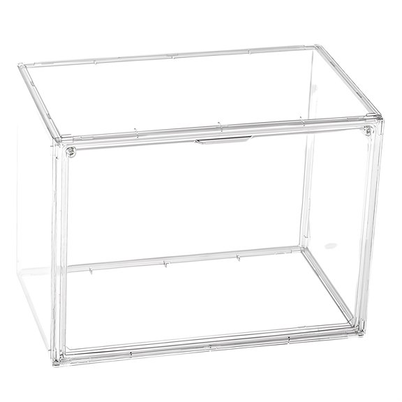 Book Storage Organizer Box, Clear Plastic Stackable Display Case, 14.2 in / 36 cm, PET Dustproof Bookcase with Strong Attachment Force Switch for Desktop CD Album, Book Collection