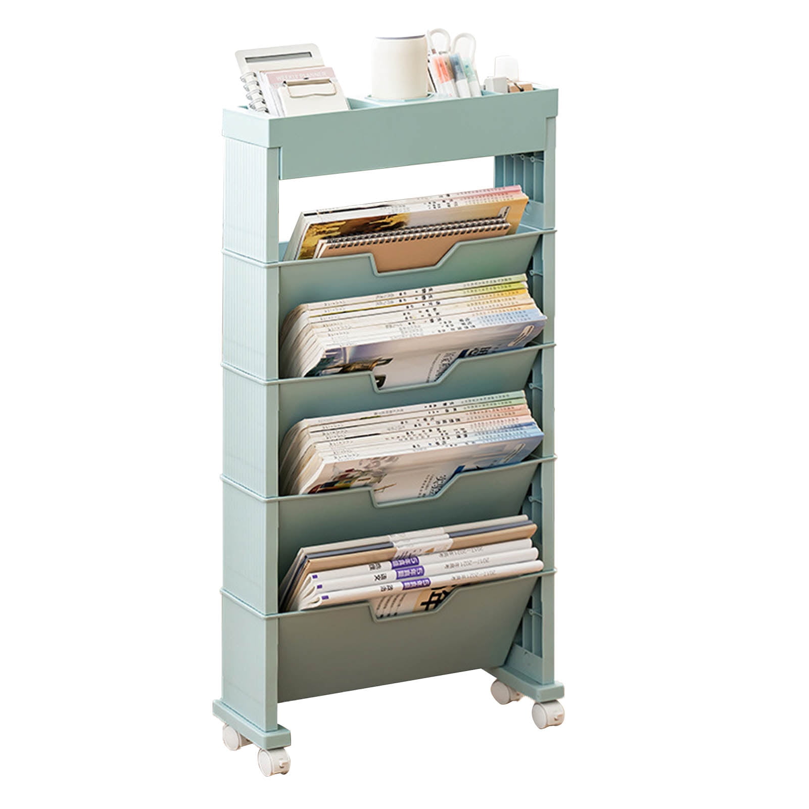 Book Storage Shelving, Universal Wheel Classroom Bookshelf Multilayer