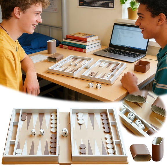 Book-Style Board Game Set, 4-in-1 Wooden Folding Game Board Disguised as a Book, Portable Strategy Games for Adults & Social Gatherings