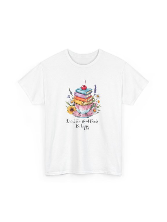 Book T-Shirt | Booktrovert T-Shirt | Drink Tea Read Books Be Happy Shirt