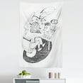 thumbnail image 1 of Book Tapestry, Girl and Cat Reading Book on Desk Hand Drawn Cartoon Style with Inspirational Words, Fabric Wall Hanging Decor for Bedroom Living Room Dorm, 5 Sizes, Black White, by Ambesonne, 1 of 1