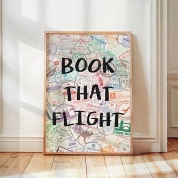 Book That Flight Passport Poster, Poster Home Decor, Poster Only