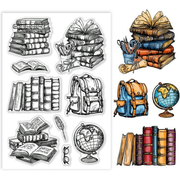 Book Theme Clear Stamp Rectangular PVC Silicone Stamp