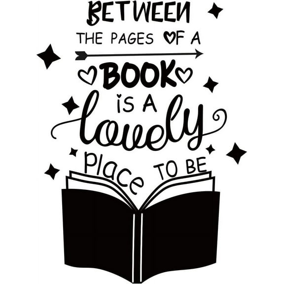 Book Theme PVC Wall Sticker Book Stars Pattern Inspirational Quotes Vinyl Wall Art Decal