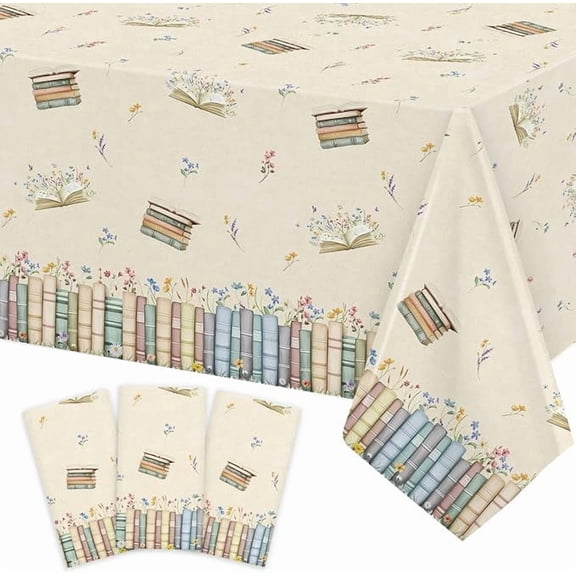 Book Theme Tablecloths 3 Piece Storybook Baby Shower and Book Club Covers