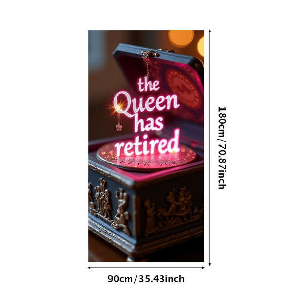 Book Themed Glittery Banner with Bird Element, the Queen has retired Message, Backdrop Decorations for Retirement Parties Book Lovers Events Literary Gatherings and Photo Props