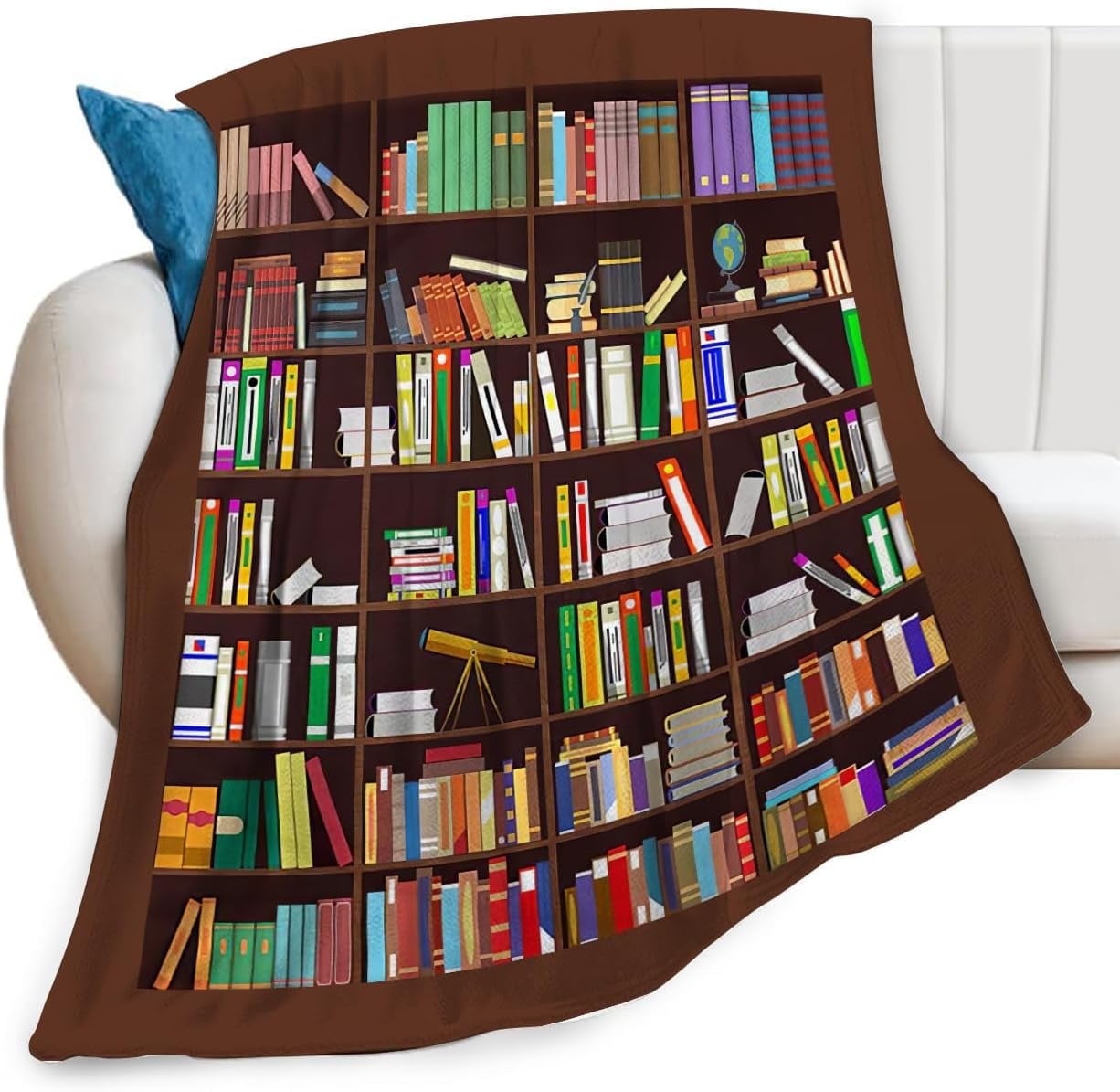 Book Throw Blanket Bookshelf Reading Print Blankets Bookish Gifts Couch Sofa Bed Stuff Decor Soft Cozy Lightweight Fleece Plush Flannel Bedding for Lover Men Women Adults Reader Library Club 60"x80"