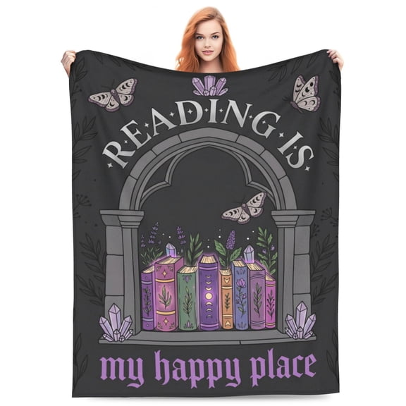 Book Throw Blanket, Coffee and Reading Time Concept Art, Relaxing Flannel Throw for Weekend Lounging Comfort 50x40