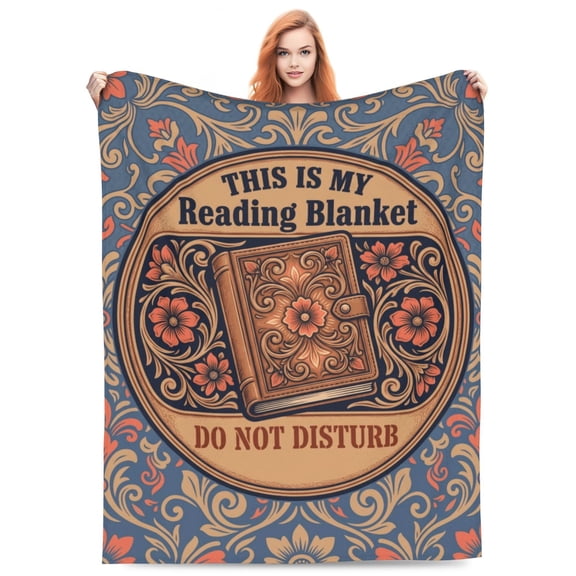 Book Throw Blanket with Sketch of Pile of Books, Smart Flannel Wrap, Functional Reading Accessories and Unique Book Lovers Gifts for Librarians and Teachers 50x40