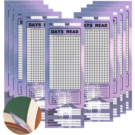 Book Tracker Bookmarks Double-Sided Bookmark Reading Page Cards 2.5x7 inch Personal Libraries Tag Cards 50pcs