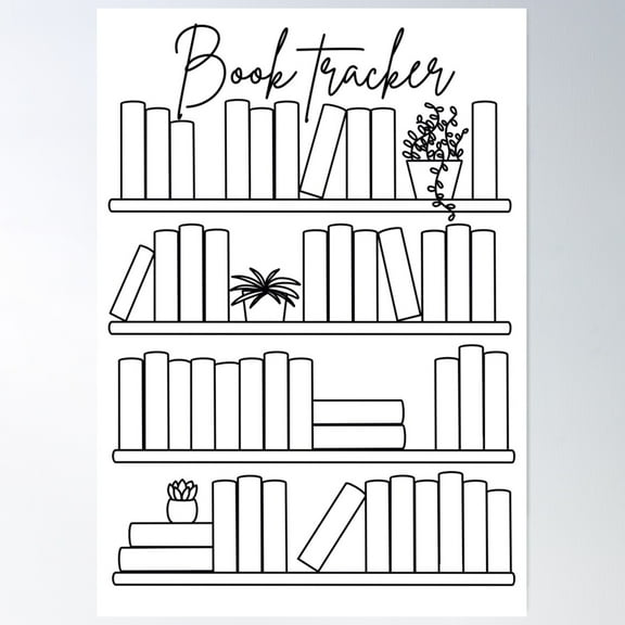 Book Tracker Bookshelf Poster Poster Wall Art, Modern Wall Decor For Living Room Bedroom, 8x12 UNFRAMED