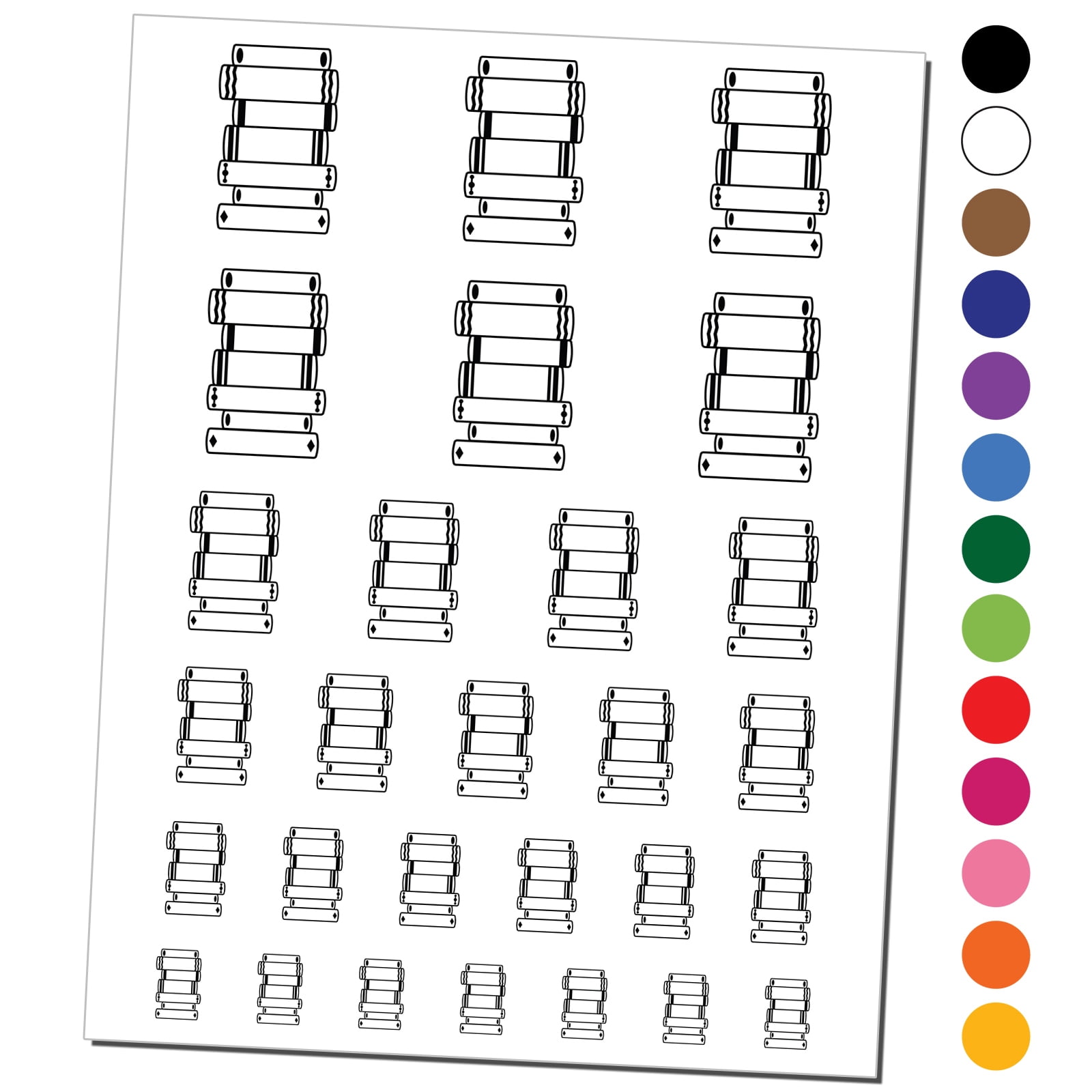 Book Tracker Stack of Book Spines Water Resistant Temporary Tattoo Set