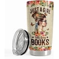 thumbnail image 1 of Book Tumbler Cup 20oz Just A Girl Who Loves Books Tumblers Coffee Travel Mug Book Lovers Gifts for Women Reading Lover Reader Bookworm Gifts for Birthday Christmas, 1 of 6