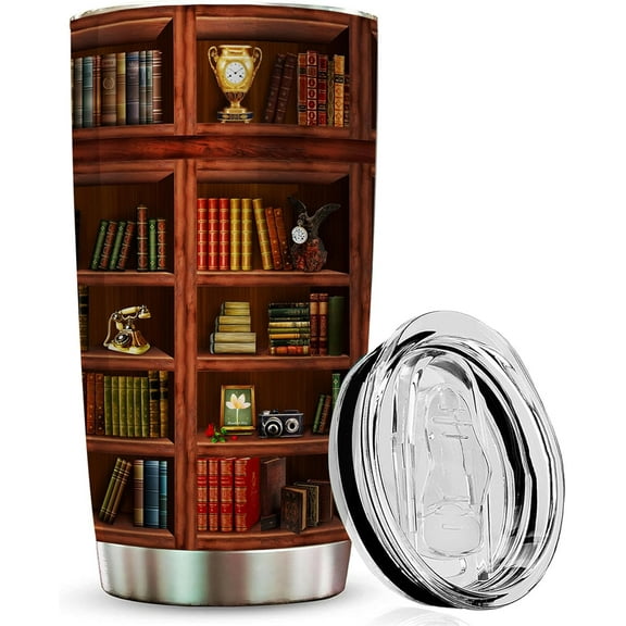 Book Tumbler Library Travel Mug Book Gifts For Book Lovers Gifts For Book Lovers Women - Bookish Gifts For Readers - Reading Mug Bookish Mugs Stainless Steel Tumbler 20oz Coffee Tumbler With Lid
