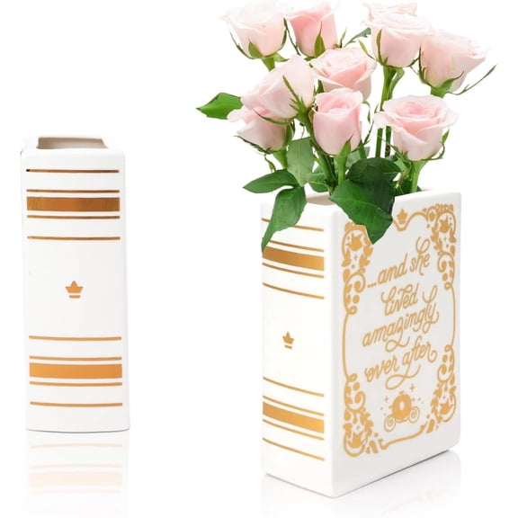 IBEQUEM Vase Book - Decorative Ceramic Book-Shaped Planter, Modern Art Home Decor ElegantTabletop Decoration, 6. 2 inches