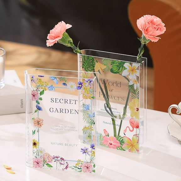 Book Vases for Flowers, Acrylic Clear Book Set of 2