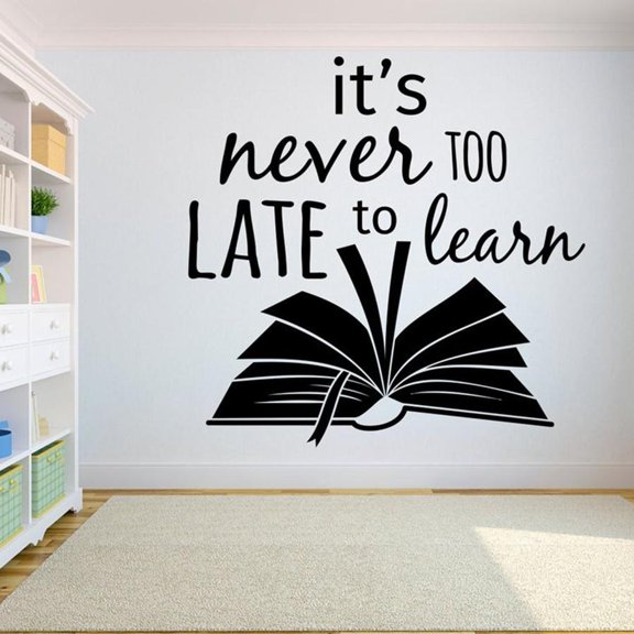 Book Vinyl Wall Decal School Education Quote Wall Sticker Reading Room Library Stickers Bookstore Motivation Stickers 57x57cm