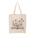 thumbnail image 1 of Book With Flowers Canvas Tote Bag, 1 of 4