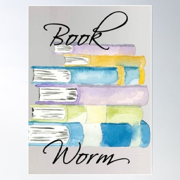 Book Worm Poster Wall Art, Modern Wall Decor For Living Room Bedroom, 12x18 UNFRAMED