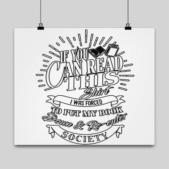 Book Worm Wall Art Poster Fun Reader Decor & Gift, 13x13in, "If You Can Read This"