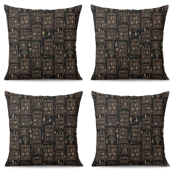 Boo Covers Book and Skull Gothic Pattern Throw Pillow Covers 20