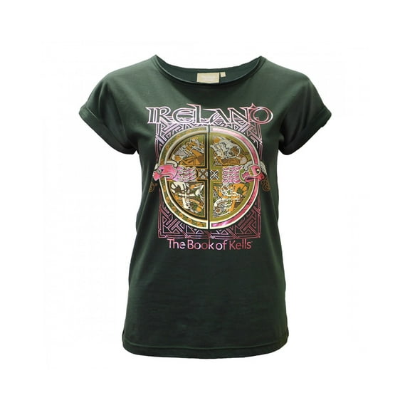 Book of Kells Green and Rose Gold Foiling Ireland Ladies T-Shirt