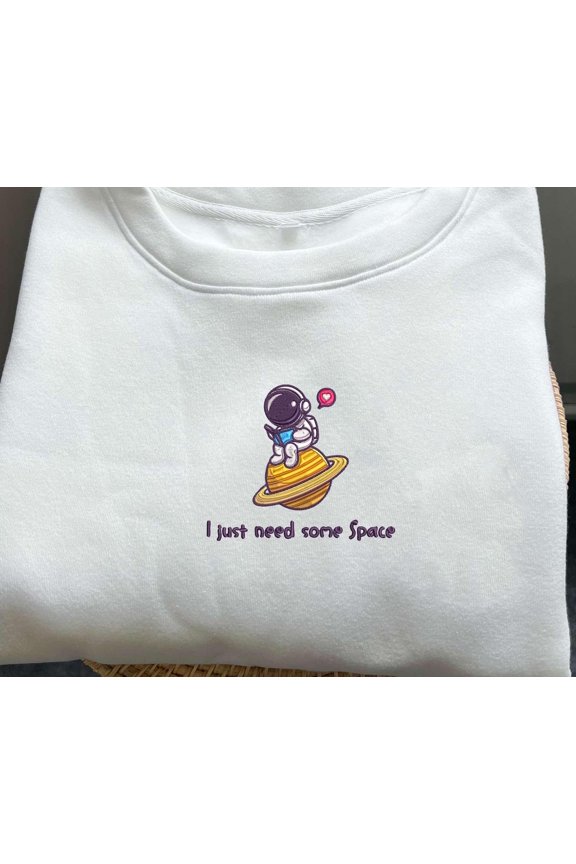 Book reader Embroidered, Embroidered Space Crewneck, Pink Planet sweater, Astronaut embroidery, Gift for her, Space lover, celestial planets