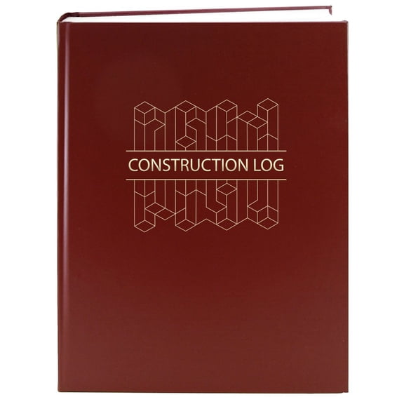 BookFactory Construction Daily Activity Log Book/Construction LogBook (200 Pages - 8 7/8'' x 11 1/4'') Burgundy Cover with Blocks, Section Sewn, Hardbound (Made in USA)