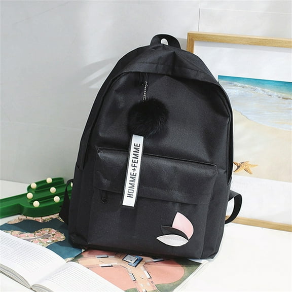 Bookbag Small Backpack Basic Waterproof Bookbag Travel Daypack Aesthetic Camping Cute Backpack for Office Shopping Hiking Trip Daily Use Laptop Bag(Black)