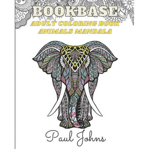 Bookbase Adult Coloring Book Animals Mandala Version, (Paperback)