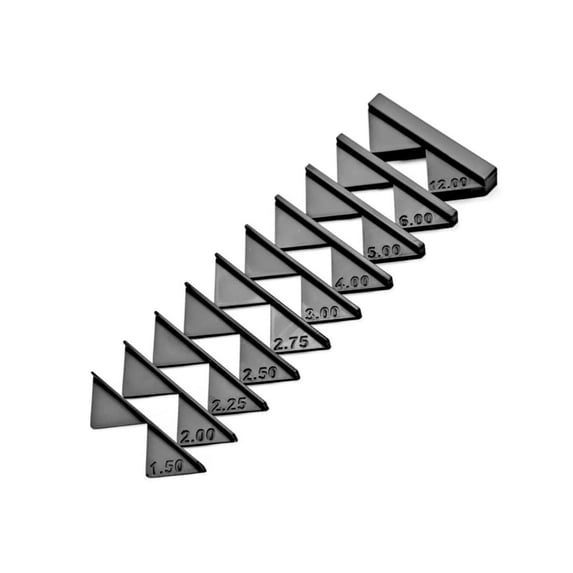 Bookbinding Corner Cutting Jig Set - 10 pcs. ( 1.5 2, 2.25, 2.5, 2.75, 3, 4, 5, 6, and 12mm) (1.5, 2, 2.25, 2.5, 2.75, 3)