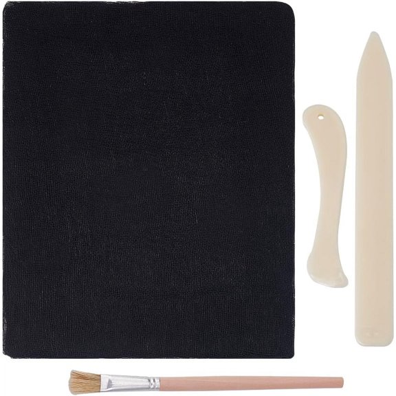 Bookbinding Kit Including Cotton Mesh Fabric DIY Crafts with Plastic Letter Opener Knife Tools and Cleaning Brushes Black 300x40x0.02cm 2 sheets