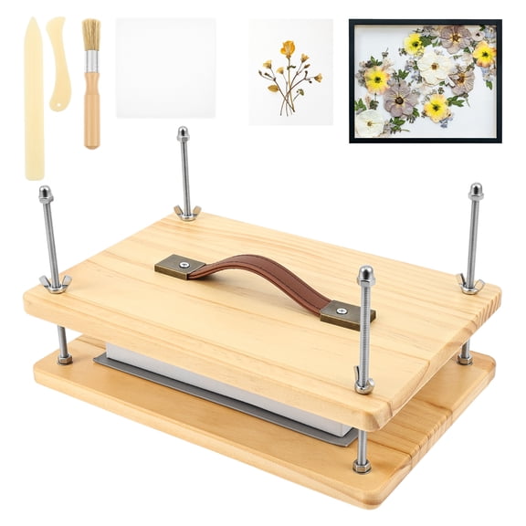 Bookbinding Press Wooden Book Press Craft Press with Comfort Grip Handle and Non Slip Round Foot Pad Ideal for Bookbinding Scrapbooking and DIY Projects,11.61x7.68"