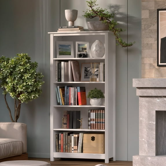 From the Tree Furniture Solid Pine Wood Bookcase – Tall Bookshelf with 4 Adjustable Shelves for Home, Office & Kids Room