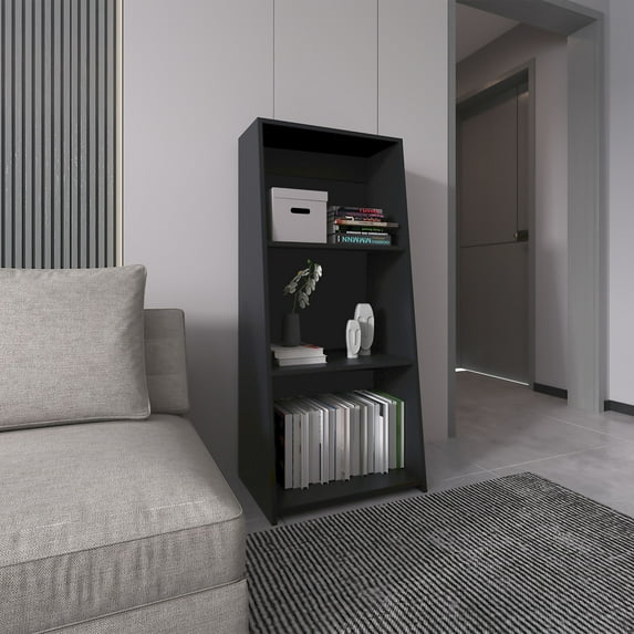 Bookcase 47" H,3 Shelves,Black,Black Engineered Wood Furniture Office File Cabinets Storage Cabinets