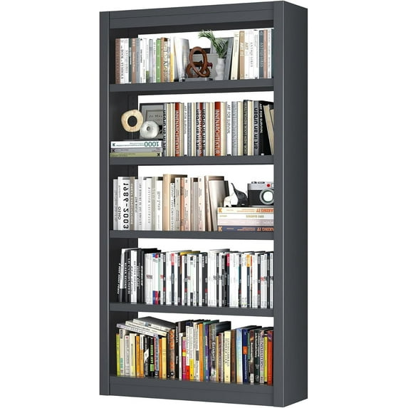 5-Shelf Heavy Duty Metal Bookcase, Adjustable Bookshelf with Large Capacity, Bookshelf for Home Office, Living Room, Garage